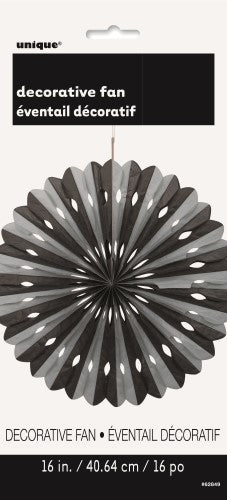 Paper Fan Decoration Black & Silver 40cm