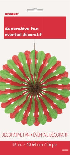 Paper Fan Decoration Red & Green 40cm