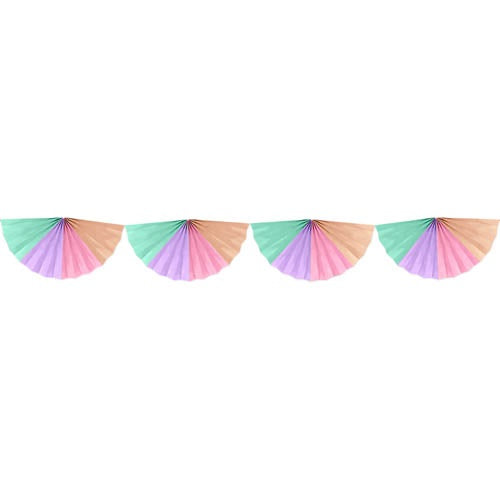 Paper Fan Garland Decoration Pastel Colours