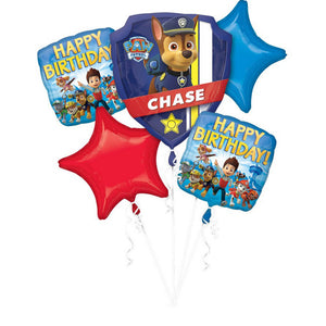 Paw Patrol Happy Birthday Foil Balloon Bouquet UNINFLATED - Pack of 5