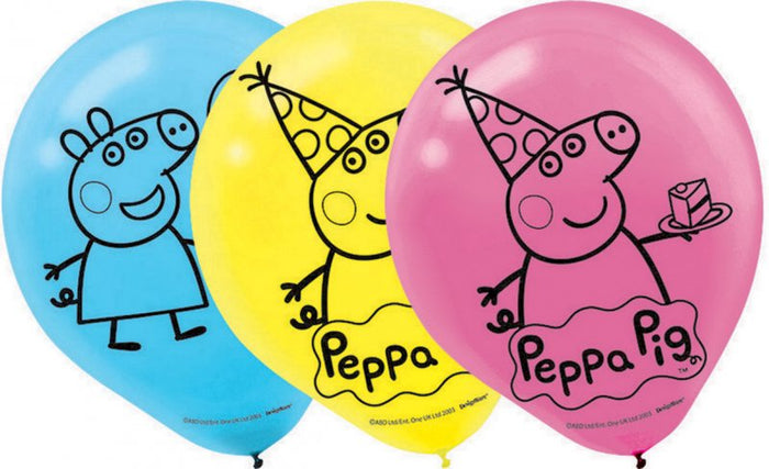 Peppa Pig Latex Balloon UNINFLATED - Pack of 6