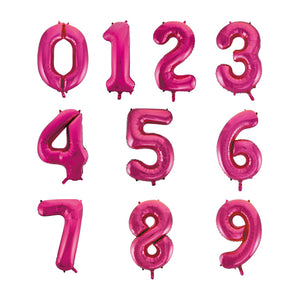 Pink Helium Inflated Number Foil Balloon each
