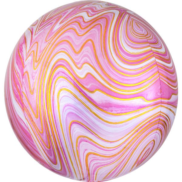 Pink Marblez Foil Orbz Balloon UNINFLATED