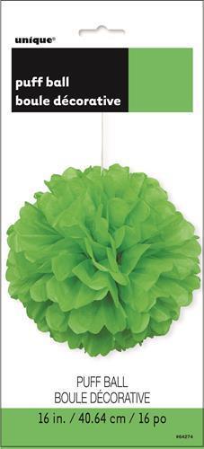 Puff Ball Decoration Lime Green 40cm