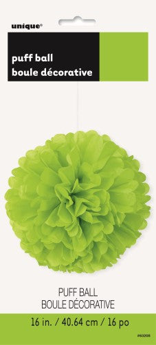 Puff Ball Decoration Neon Lime Green 40cm