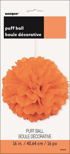 Puff Ball Decoration Pumpkin Orange 40cm