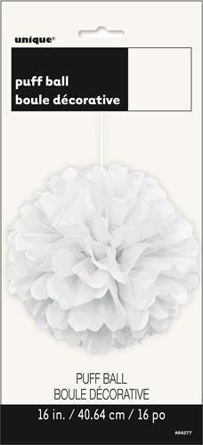 Puff Ball Decoration Bright White 40cm