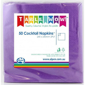 Purple Cocktail Napkins - Pack of 50