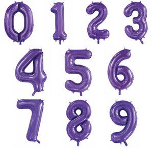 Purple Helium Inflated Number Foil Balloon each