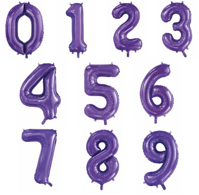 Purple Helium Inflated Number Foil Balloon each