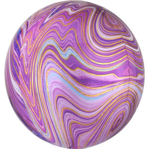 Purple Marblez Foil Orbz Balloon UNINFLATED