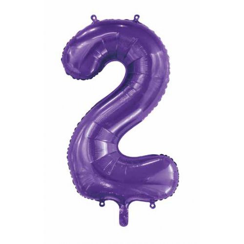 Purple Number 2 Supershape 86cm Foil Balloon UNINFLATED