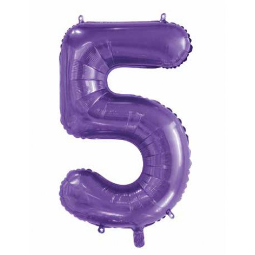 Purple Number 5 Supershape 86cm Foil Balloon UNINFLATED
