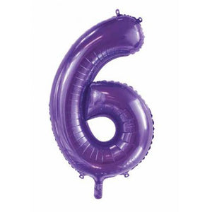 Purple Number 6 Supershape 86cm Foil Balloon UNINFLATED