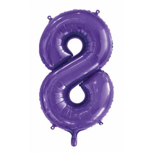 Purple Number 8 Supershape 86cm Foil Balloon UNINFLATED