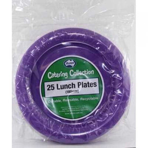 Purple Plastic Lunch Plates - Pack of 25