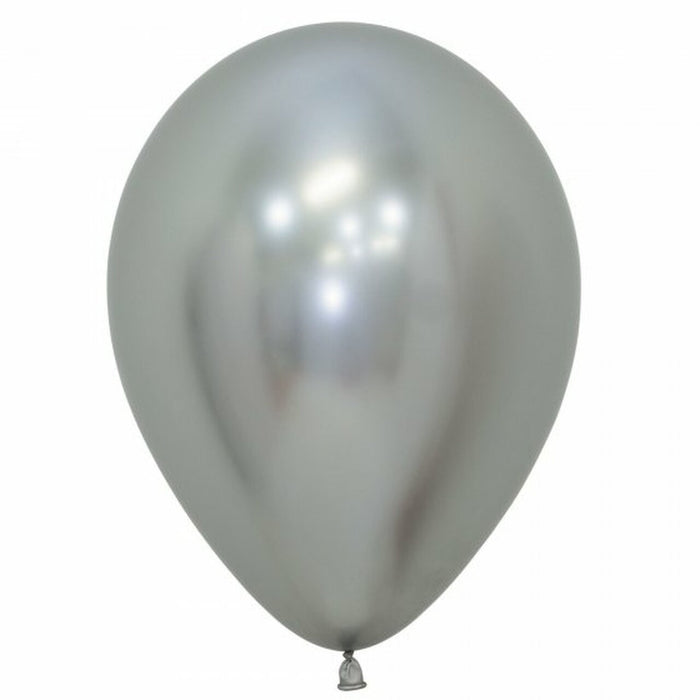 5 Inch Round Reflex Silver Sempertex Plain Latex Balloons UNINFLATED