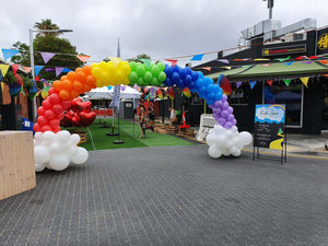 Rainbow Balloon Arch Adelaide with Clouds