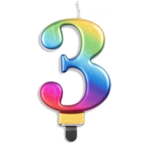 Rainbow Jumbo Candle Number #3