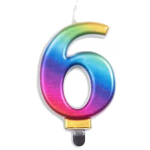 Rainbow Jumbo Candle Number #6