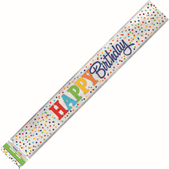 Rainbow Polka Dot "Happy Birthday" Foil Banner