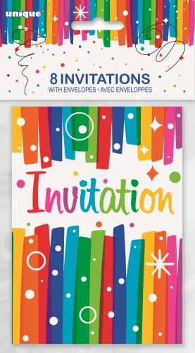 Rainbow Ribbons Party Invitations