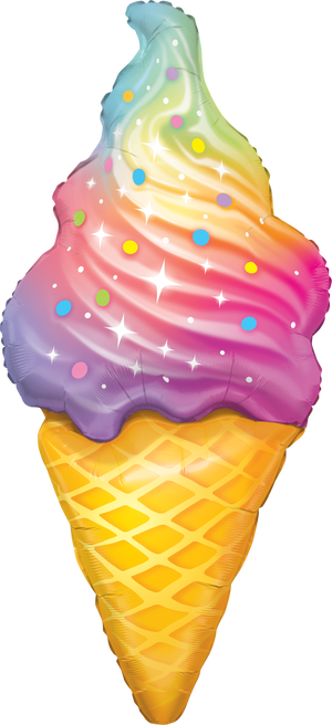 Rainbow Swirl Ice Cream SuperShape Foil Balloon UNINFLATED