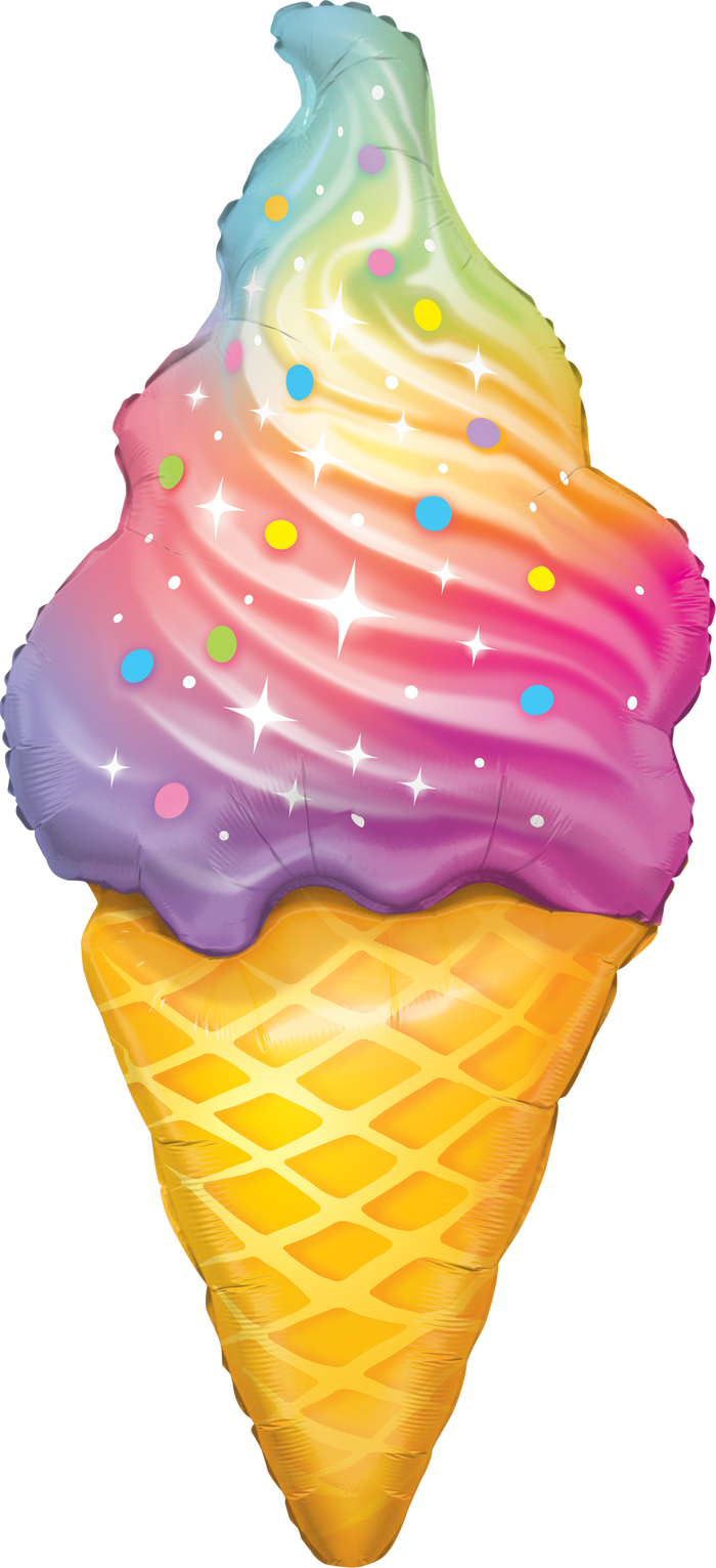 Rainbow Swirl Ice Cream SuperShape Foil Balloon UNINFLATED