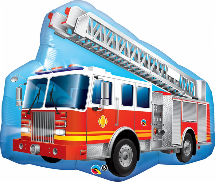 Red Fire Truck SuperShape Foil Balloon UNINFLATED