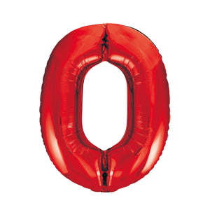 Red Number 0 Supershape 86cm Foil Balloon UNINFLATED