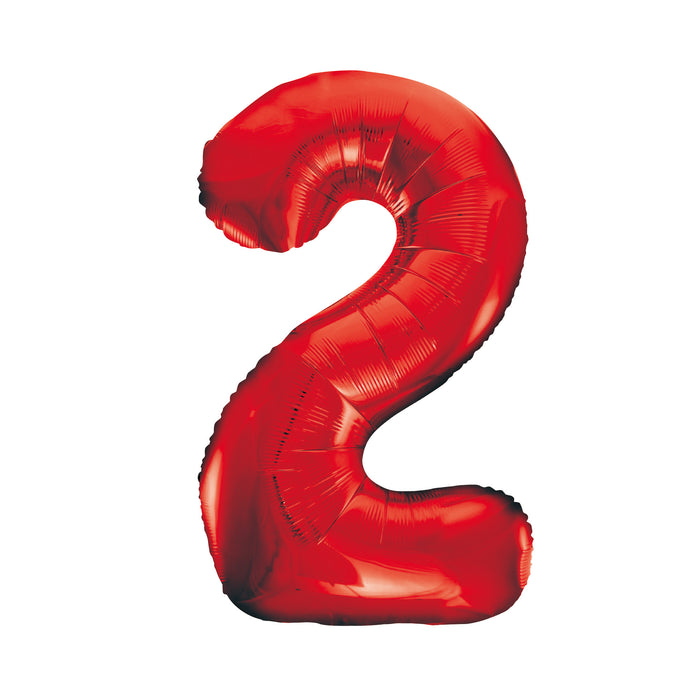Red Number 2 Supershape 86cm Foil Balloon UNINFLATED