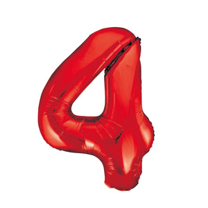 Red Number 4 Supershape 86cm Foil Balloon UNINFLATED