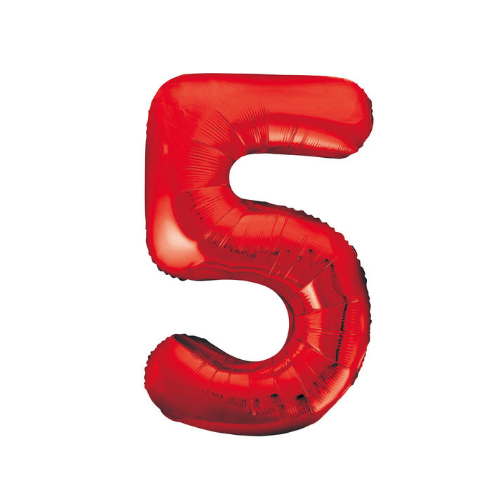 Red Number 5 Supershape 86cm Foil Balloon UNINFLATED