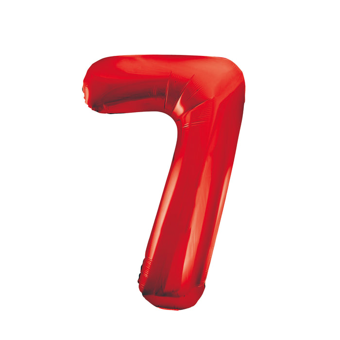 Red Number 7 Supershape 86cm Foil Balloon UNINFLATED