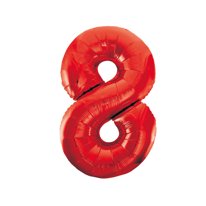 Red Number 8 Supershape 86cm Foil Balloon UNINFLATED