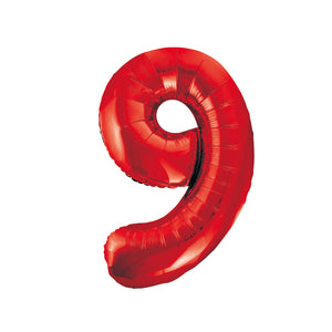 Red Number 9 Supershape 86cm Foil Balloon UNINFLATED