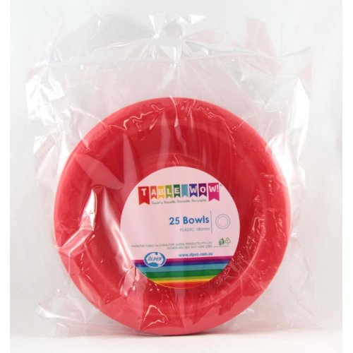 Red Plastic Bowls - Pack of 25