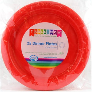 Red Plastic Dinner Plates - Pack of 25