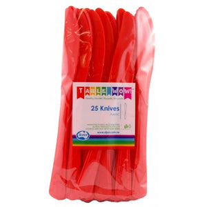 Red Plastic Knives - Pack of 25