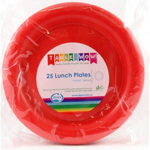 Red Plastic Lunch Plates - Pack of 25