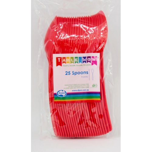 Red Plastic Spoons - Pack of 25