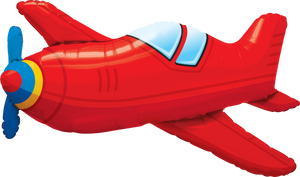 Red Vintage Airplane SuperShape Foil Balloon UNINFLATED