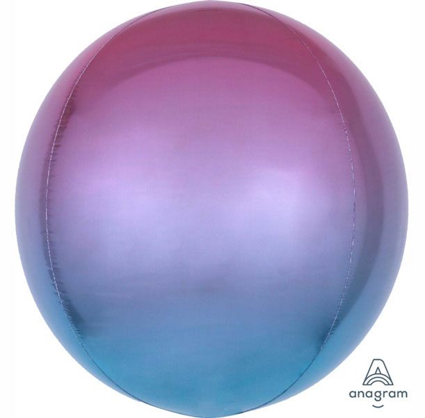 Red and Blue Ombre Foil Orbz Balloon UNINFLATED