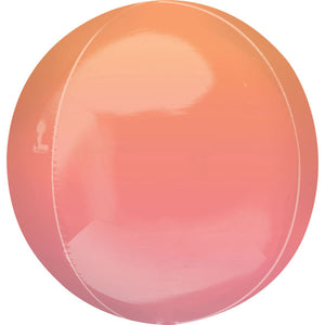 Red and Orange Ombre Foil Orbz Balloon UNINFLATED