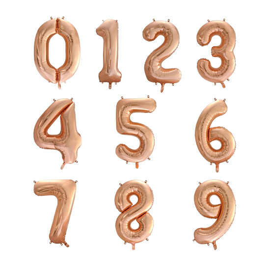 Rose Gold Helium Inflated Number Foil Balloon each