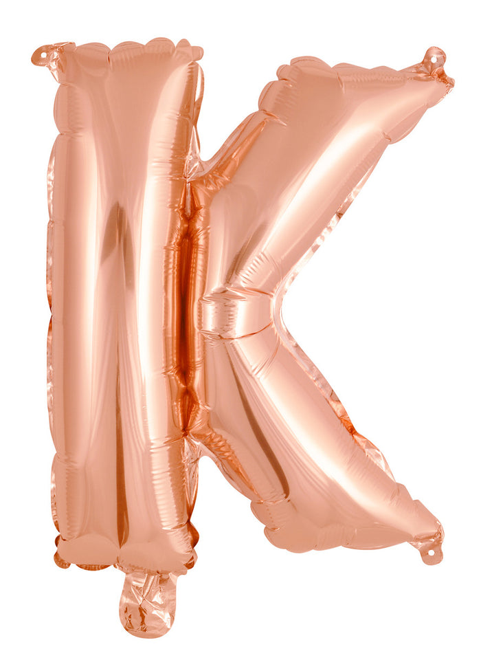 Rose Gold Letter K Foil Balloon 35cm - Air Fill Only