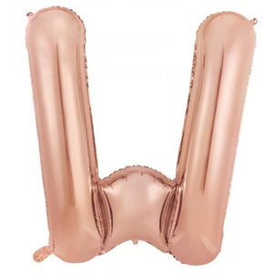 Rose Gold Letter W Supershape 86cm Alphabet Foil Balloon UNINFLATED