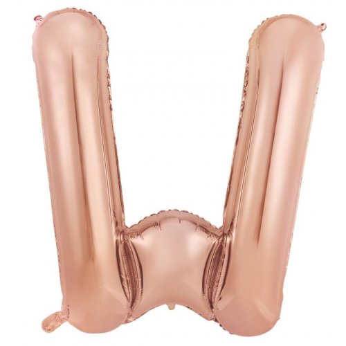 Rose Gold Letter W Supershape 86cm Alphabet Foil Balloon UNINFLATED