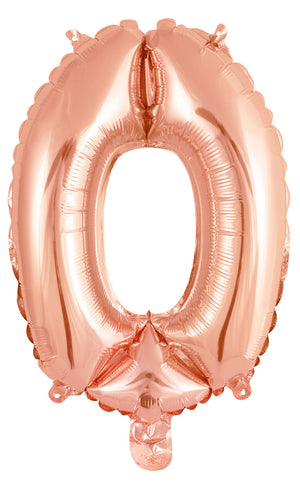 Rose Gold Number 0 Foil Balloon 35cm - Air Fill Only