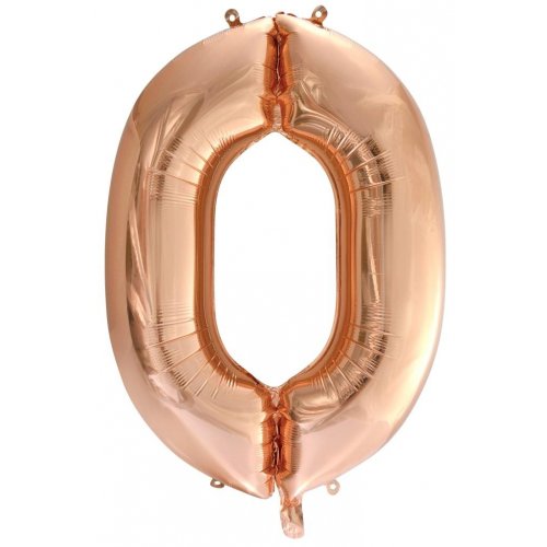 Rose Gold Number 0 Supershape 86cm Foil Balloon UNINFLATED